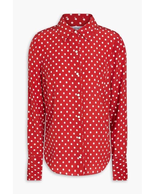 Veronica Beard Red Monique Polka-Dot Silk-Blend Crepe De Chine Shirt