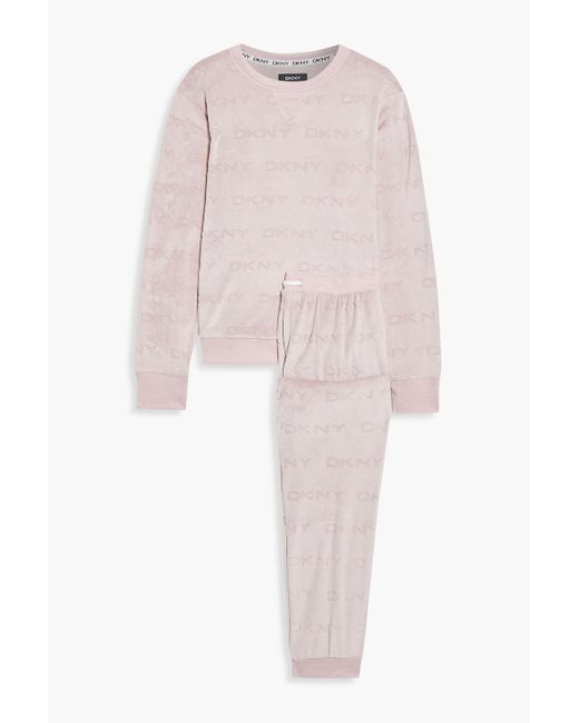 DKNY Pink Printed Velour Pajama Set