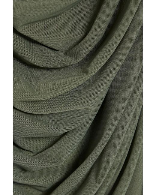 Norma Kamali Green Tara Ruched Stretch-mesh Dress