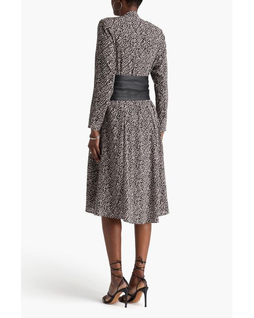 Isabel Marant Gray Patel Pleated Printed Stretch-silk Midi Dress