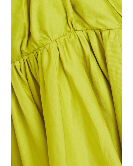 Aje. Yellow Gretta Bow-detailed Cotton-poplin Mini Dress