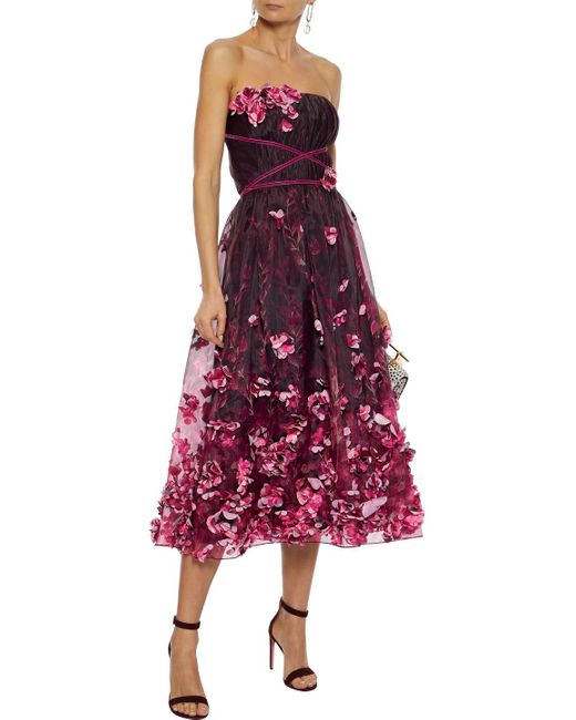 Marchesa notte strapless clearance floral dress