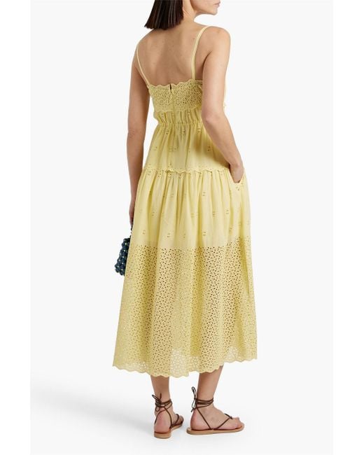 Ulla Johnson Yellow Isadore Broderie Anglaise Cotton Midi Dress