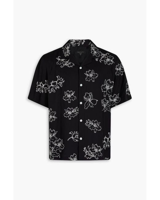 Rag & Bone Hemd aus modal-twill mit stickereien in Black für Herren