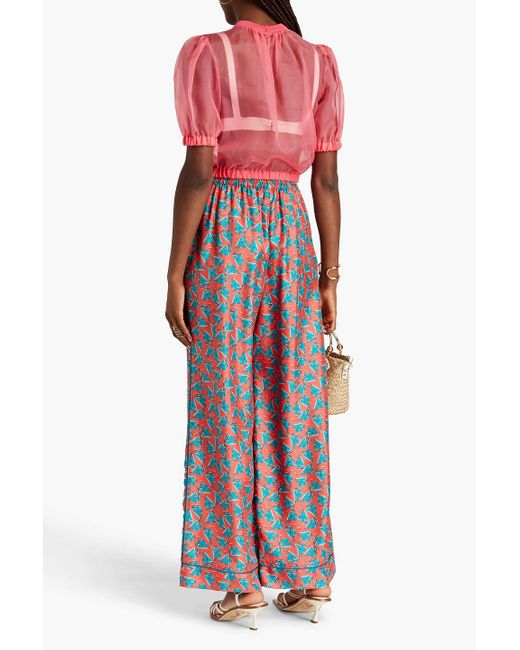 Dolce & Gabbana Pink Gathered Silk-organza Blouse