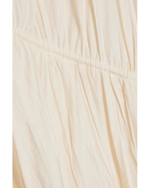 FRAME White Gathered Crinkled-poplin Midi Dress