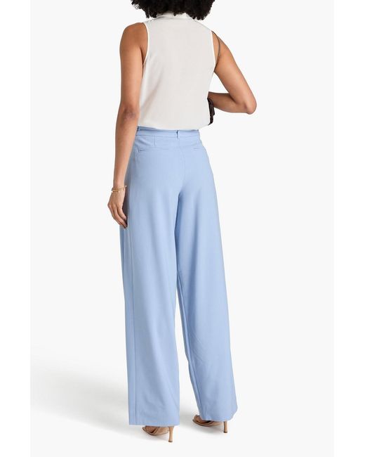 Zimmermann Blue Belted Pleated Crepe Wide-leg Pants