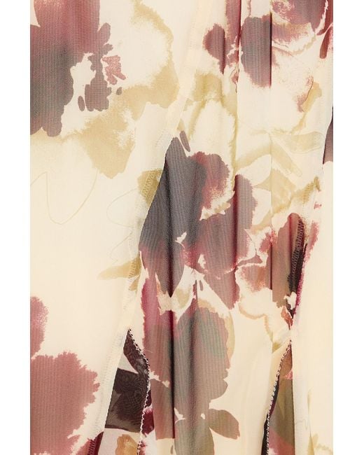 Nicholas White Ruffled Printed Silk-Chiffon Gown