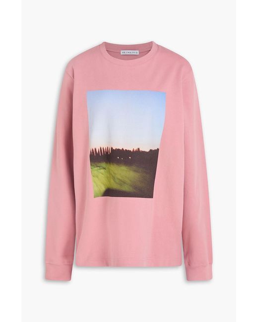 Rejina Pyo Pink Kieran Printed French Cotton-Blend Terry Sweatshirt