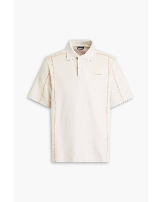 Jacquemus White Cotton-blend Piqué Polo Shirt for men