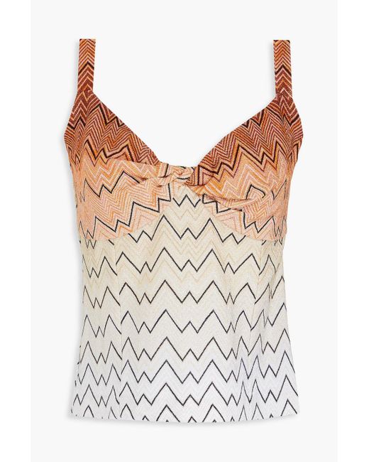 Missoni Brown Twisted Metallic Knitted Top