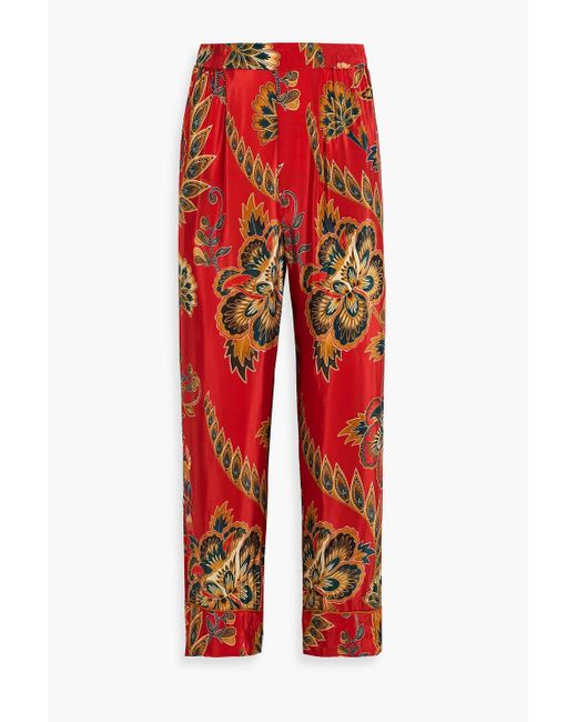 Farm Rio Printed Crepe De Chine Tapered Pants