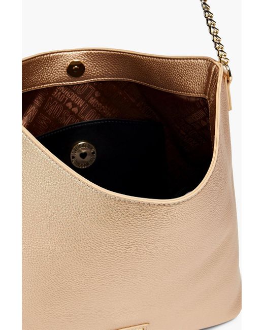 Love Moschino Natural Appliquéd Faux Leather Shoulder Bag