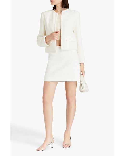 Theory White Cotton-blend Tweed Mini Skirt