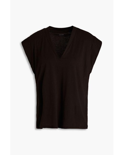 FRAME Black Pima Cotton-jersey T-shirt