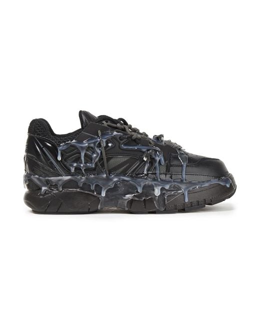 Maison Margiela Fusion Distressed Mesh-trimmed Painted Leather Sneakers ...