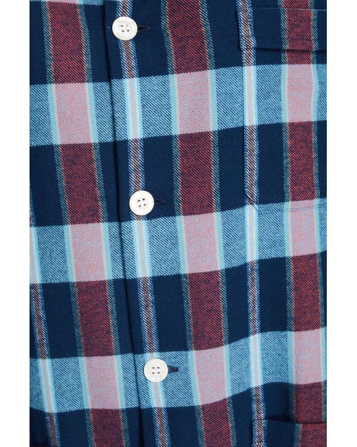 Derek Rose Blue Checked Cotton-flannel Pajama Set for men