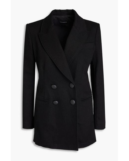 Emporio Armani Black Doppelreihiger blazer aus twill aus stretch-baumwolle
