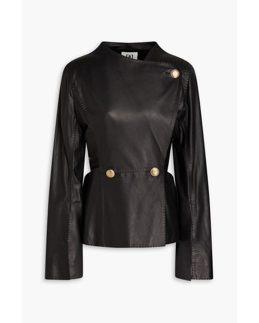 By Malene Birger Black Selmas Double-breasted Leather Jacket