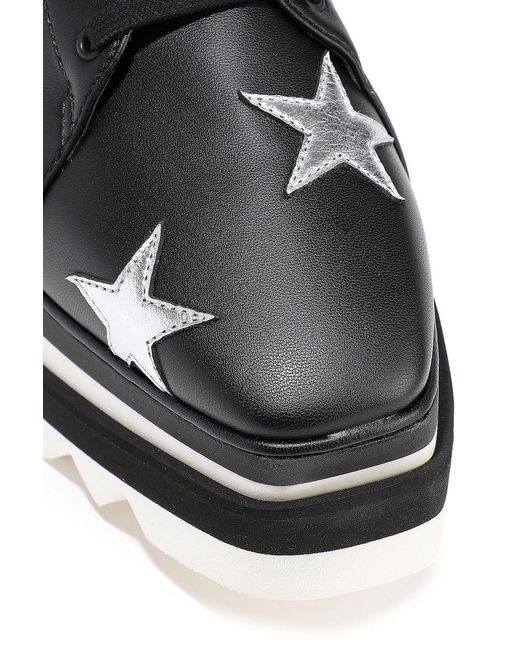 Stella McCartney Black Sneak-elyse Appliquéd Faux Leather Platform Sneakers