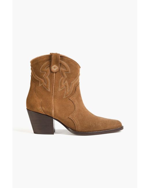 Maje Brown Suede Cowboy Boots