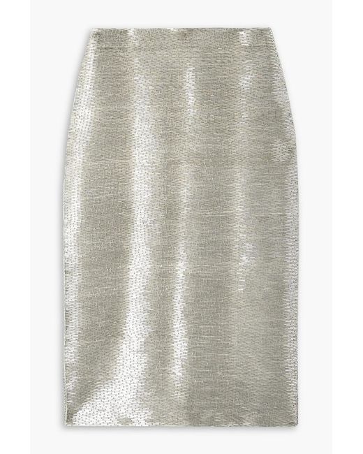 Staud White Tulip Bead-embellished Stretch-jersey Midi Skirt