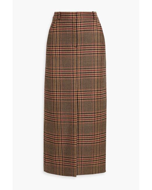 Veronica Beard Brown Maxine Checked Wool-Tweed Maxi Skirt