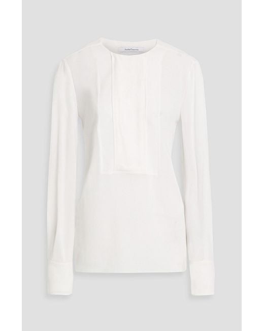 Another Tomorrow White Crepe Blouse