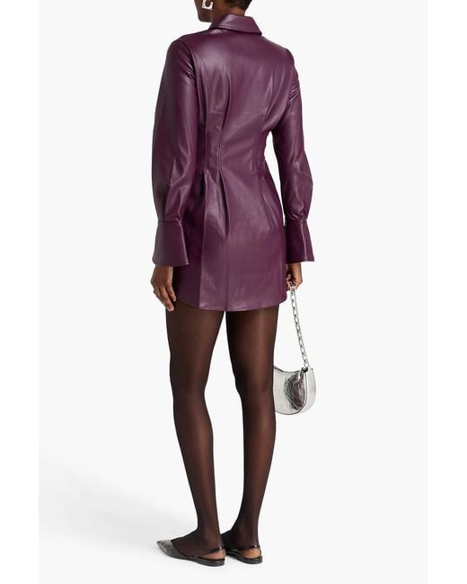 Jonathan Simkhai Purple Pleated Mini Shirt Dress