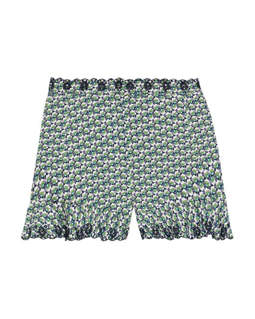 Paco Rabanne Printed Broderie Anglaise Cotton Shorts Leaf Green