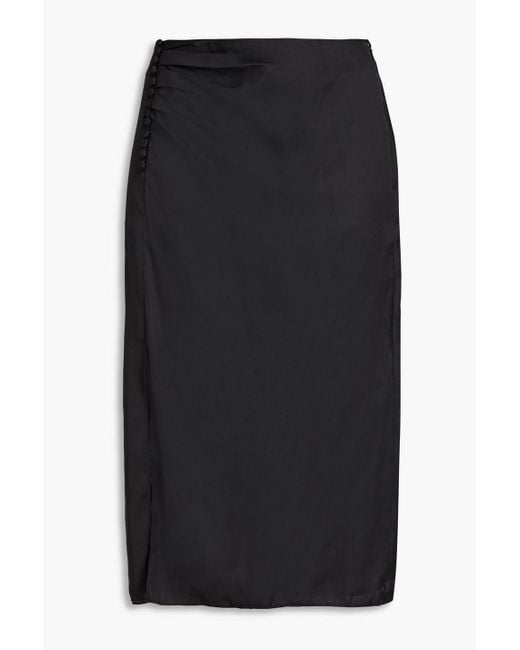Ba&sh Black Jupe Matthews Ruched Satin Skirt