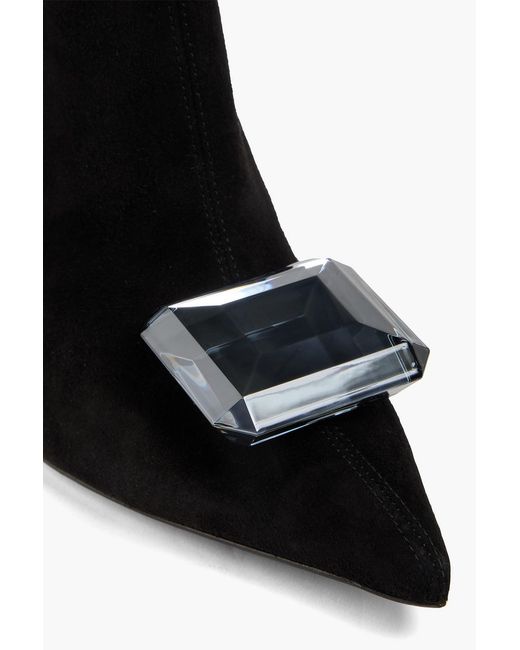 Gianvito Rossi Black Jaipur Embellished Suede Ankle Boots