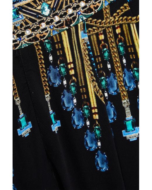 Camilla Blue Bedruckte karottenhose aus stretch-jersey mit kristallverzierung