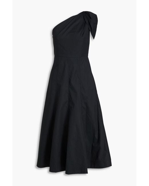 Roland Mouret Black One-Shoulder Cotton-Poplin Midi Dress