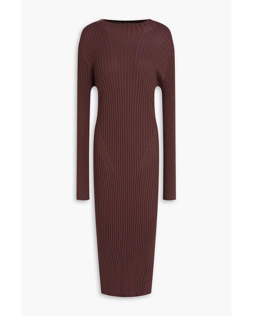 Stine Goya Purple Ribbed-knit Midi Dress