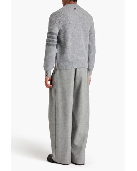 Thom Browne Gray Striped Wool And Cashmere-blend Sweater for men