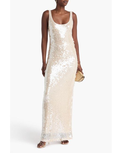 Jonathan Simkhai White Bex Sequined Crochet-Knit Maxi Dress