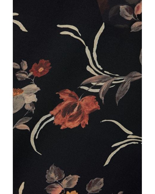 Mikael Aghal Black Floral-print Chiffon Blouse