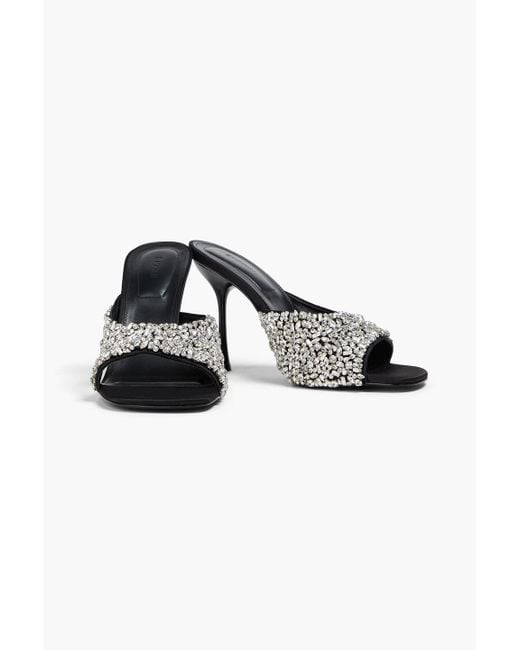 Jonathan Simkhai Black Crystal-Embellished Satin Mules