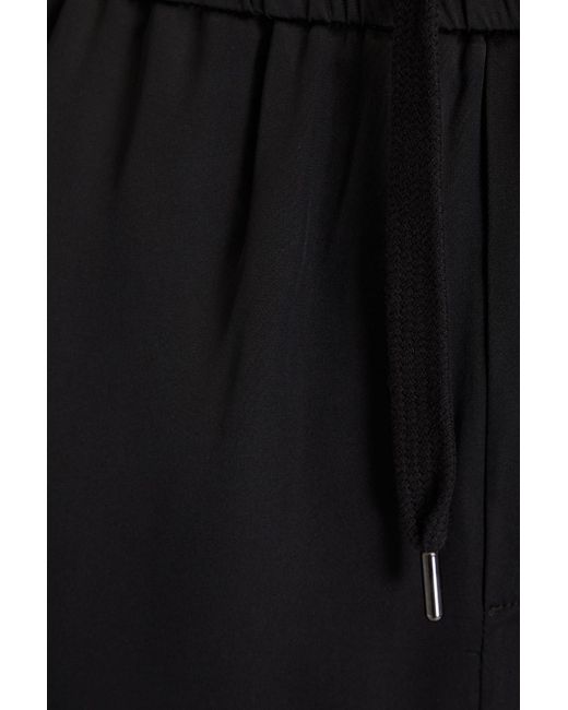 Brunello Cucinelli Black Bead-embellished Satin Midi Skirt