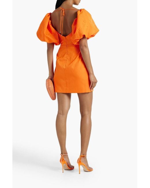 Rebecca Vallance Orange Carmelita Wrap-effect Moire Mini Dress