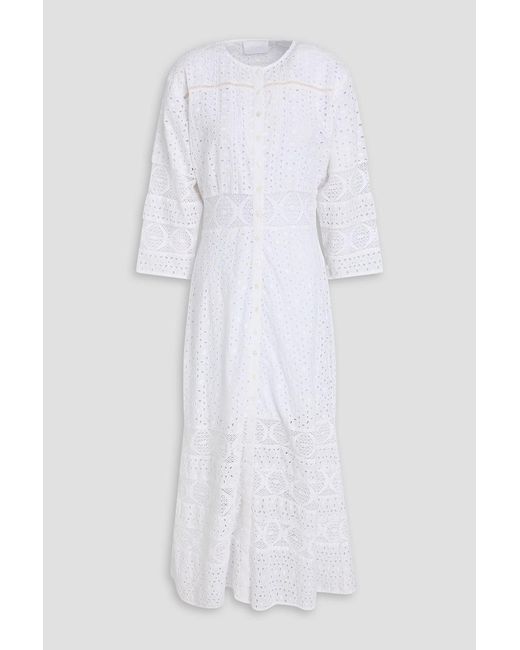 Merlette White Jules Broderie Anglaise Cotton Midi Dress