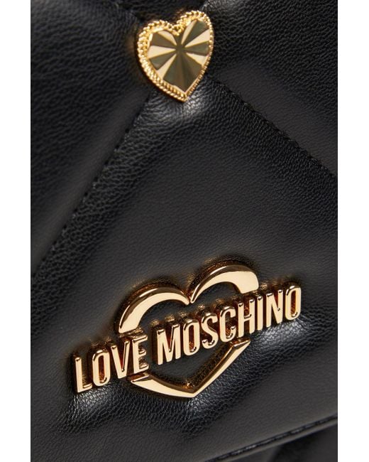 Love Moschino Black Tote bag aus gestepptem kunstleder mit verzierung