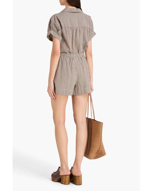 Veronica Beard Natural Tijana Gingham Cotton-Blend Seersucker Shorts