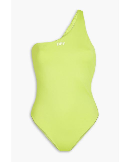 Off-White c/o Virgil Abloh Yellow One-shoulder Printed Swimsuit