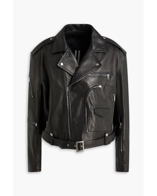 Rick Owens Black Leather Biker Jacket for men