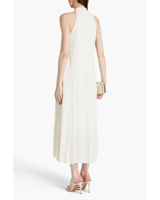 Halston Heritage White Karsyn Ring-embellished Jersey Midi Dress
