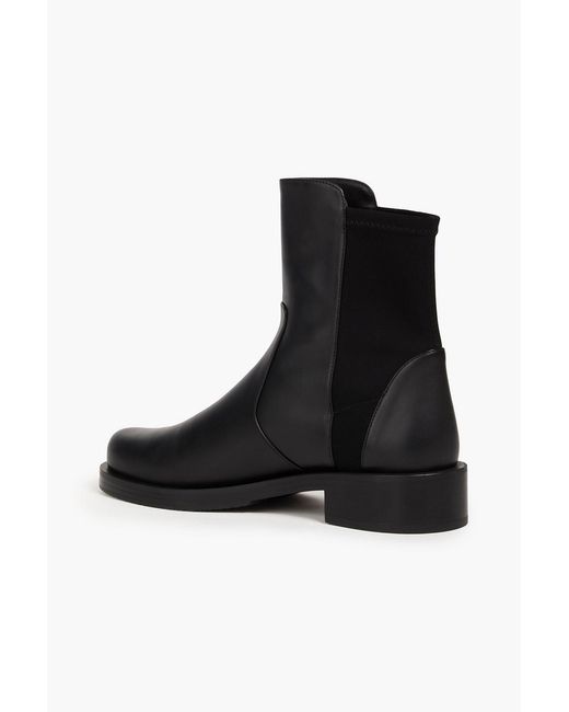 Stuart Weitzman Black Microstretch And Leather Ankle Boots
