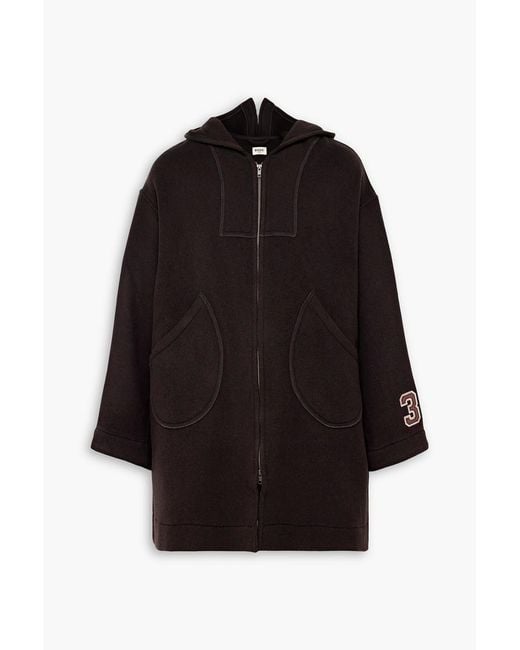 Bode Black Sideline Appliquéd Wool-Felt Coat for men