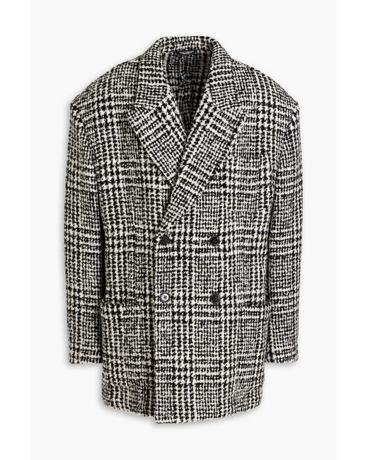 Dolce & Gabbana Gray Double-breasted Prince Of Wales Checked Wool-blend Bouclé-tweed Coat for men